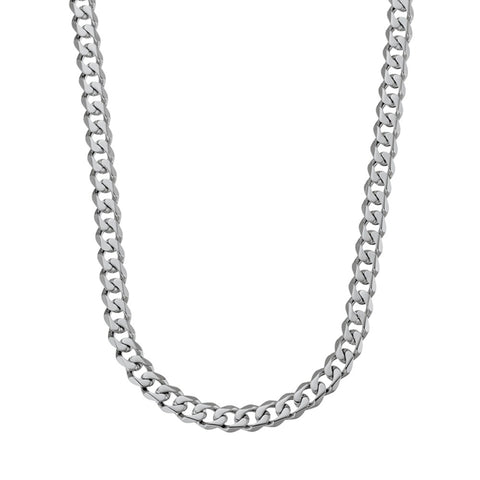 Stainless Steel Cuban Link Chain Matte Silver 55cm