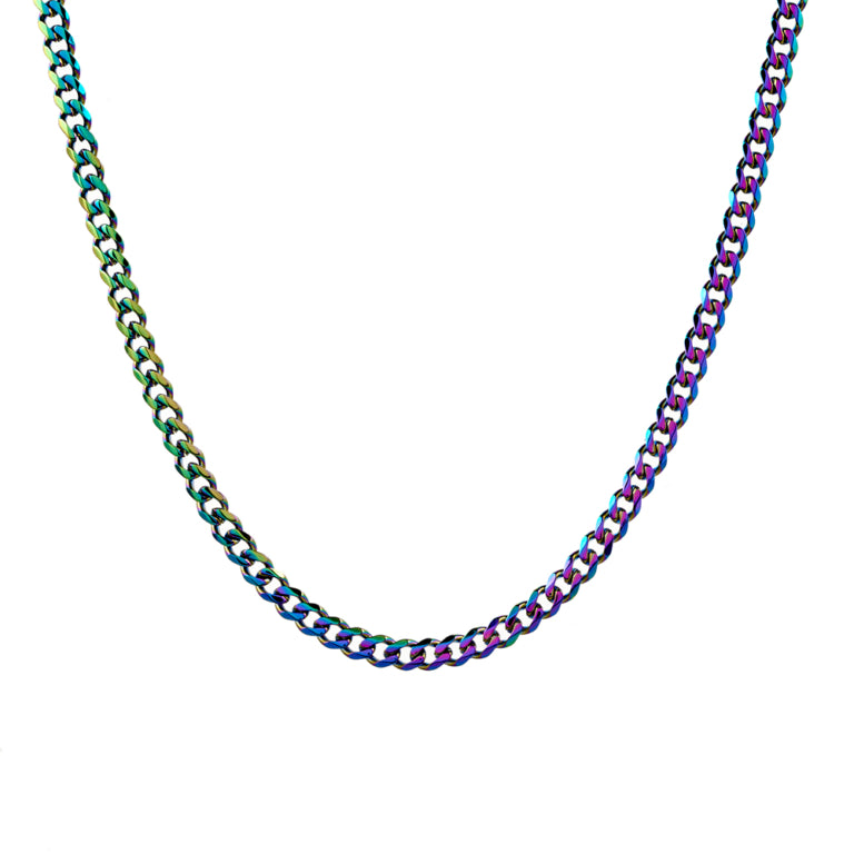 Stainless Steel Rainbow Finish Curb Link Chain 55cm