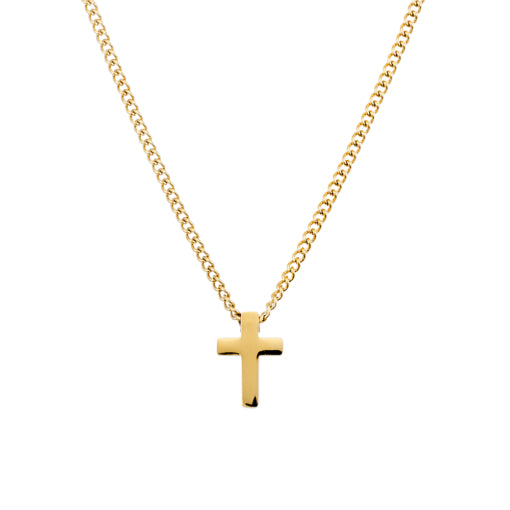 Stainless Steel Open Curb Chain Necklace With Cross Pendant