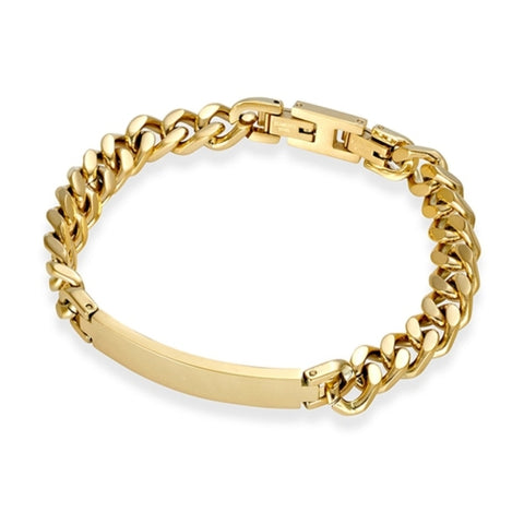 Stainless Steel Men’s Cuban Link ID Bracelet