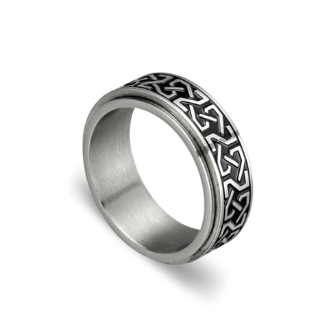 Mens Stainless Steel Celtic Pattern Spinner Ring Size 9