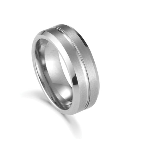 Tungsten Mens Matte And Polished Wide Ring