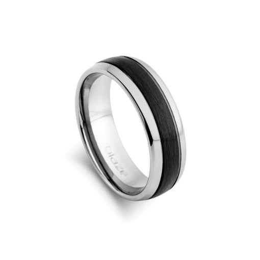 Tungsten Ring With Matte Black And Shiny Finish