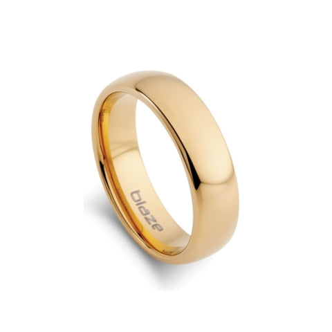 Tungsten Mens Smooth Ring With Gold Plating