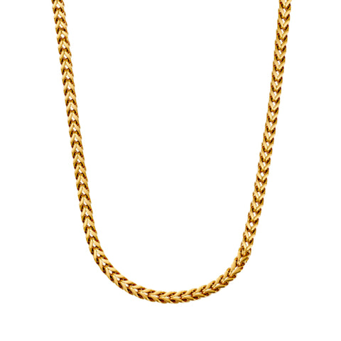 Stainless Steel Gold Plated Mechanical Link 3D Chain