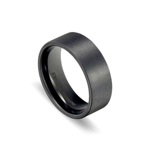 Zirconium Mens Matte Black Ring