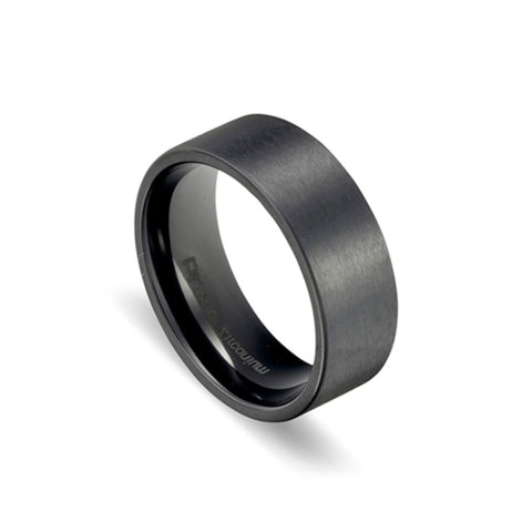 Zirconium Mens Matte Black Ring