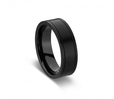 Zirconium Mens Black Ring