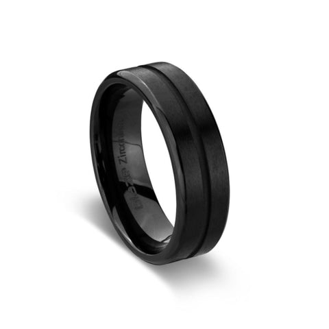 Zrconium Mens Black Plated Ring