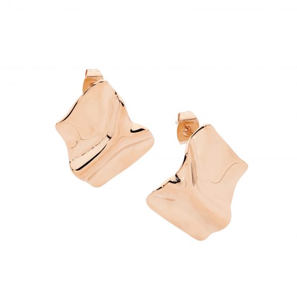 Stainless Steel Rose Gold Plated Rectangle Stud Earrings