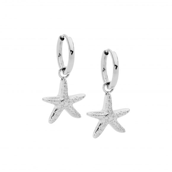 Stainless Steel Hoop Earrings With Starfish