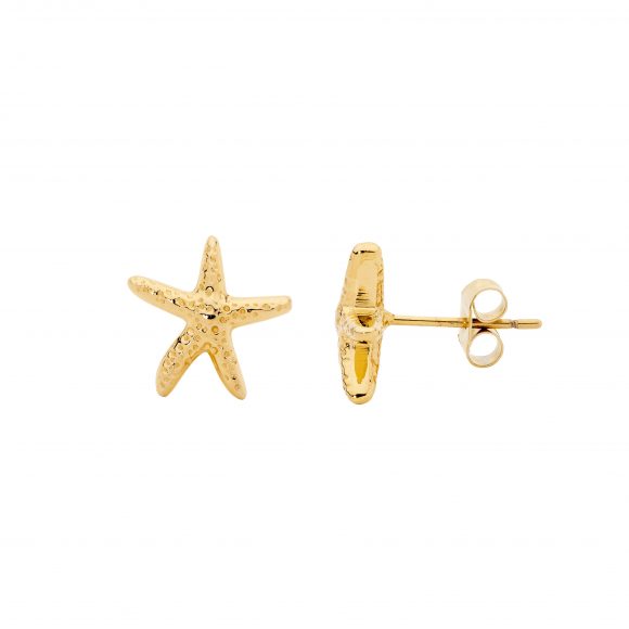 Stainless Steel Gold Plated Starfish Studs
