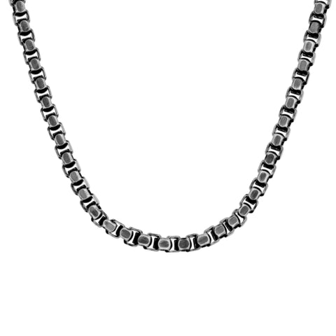 Blaze Aged Look Stainless Steel Box Link Necklet