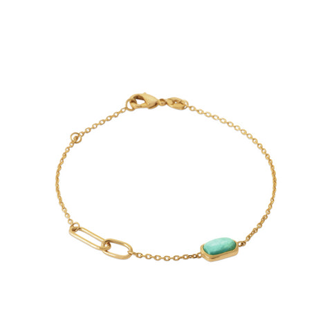 18ct Yellow Gold Plated Amazonite Bracelet