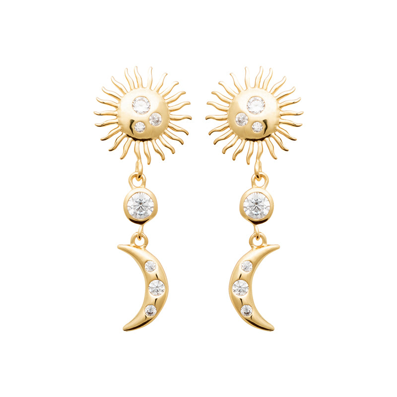 18ct Yellow Gold Plated Sun/Moon Earrings