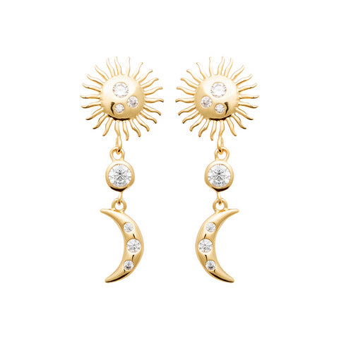 18ct Yellow Gold Plated Sun/Moon Earrings