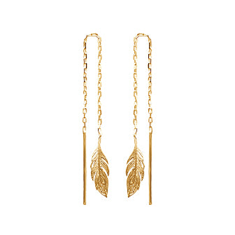 18ct Yellow Gold Plated Feather Thread Earrings