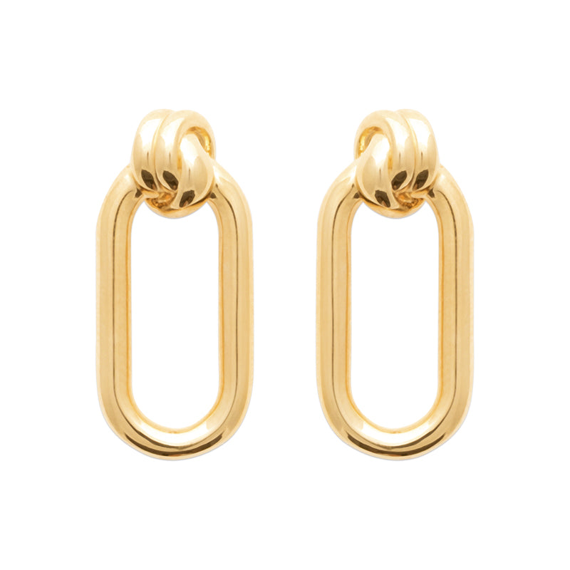 18ct Yellow Gold Plated Paperclip Stud Earrings