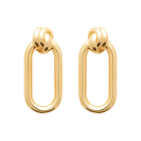 18ct Yellow Gold Plated Paperclip Stud Earrings