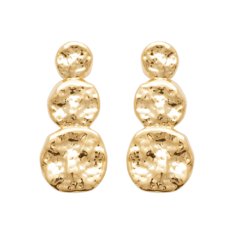 18ct Yellow Gold Plated Hammered Circle Earrings