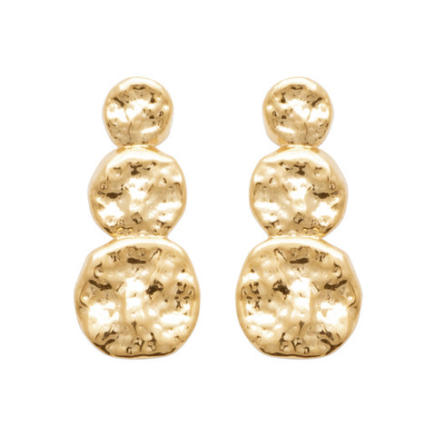 18ct Yellow Gold Plated Hammered Circle Earrings