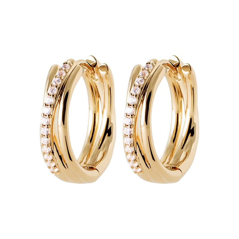 18ct Yellow Gold Plated CZ Twist Hoop Earrings
