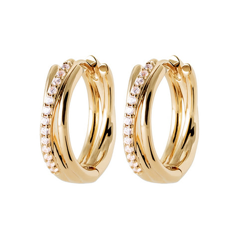 18ct Yellow Gold Plated CZ Twist Hoop Earrings