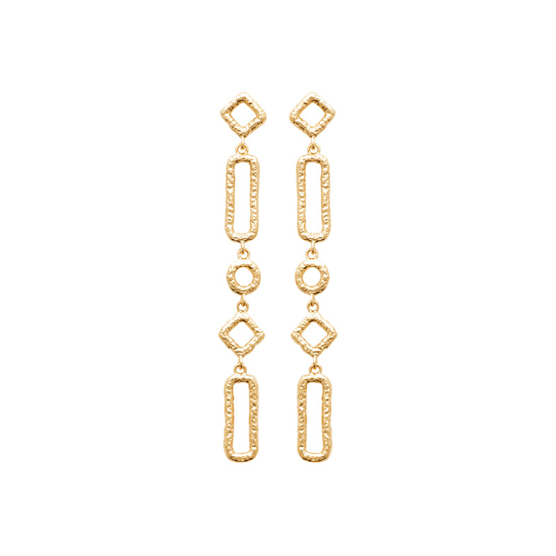 18ct Yellow Gold Plated Brushed Drop Earrings