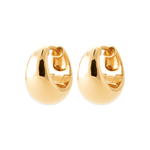 18ct Yellow Gold Plated Alloy Wide Huggie Earrings