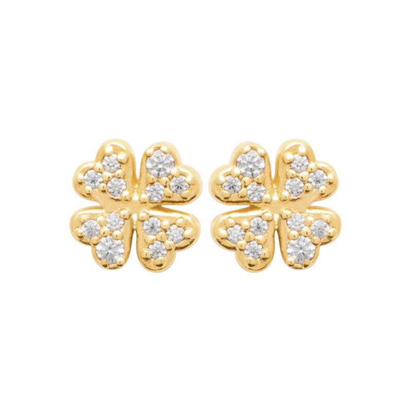 18ct Yellow Gold Plated Four Leaf Clover Earrings