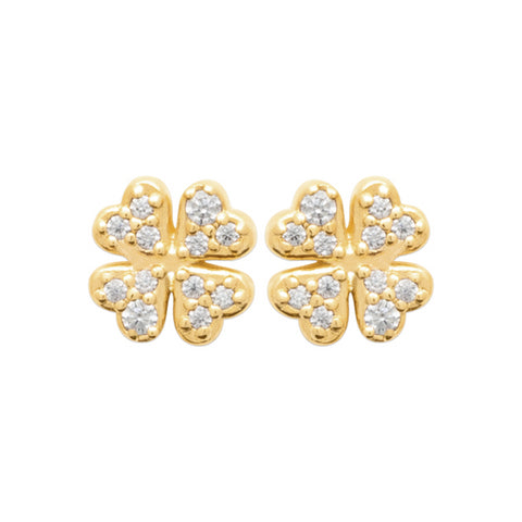 18ct Yellow Gold Plated Four Leaf Clover Earrings