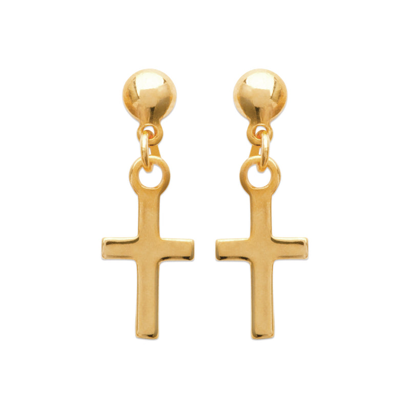 18ct Yellow Gold Plated Cross Earrings