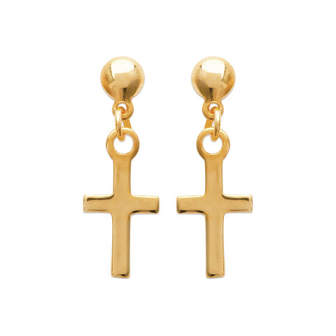18ct Yellow Gold Plated Cross Earrings