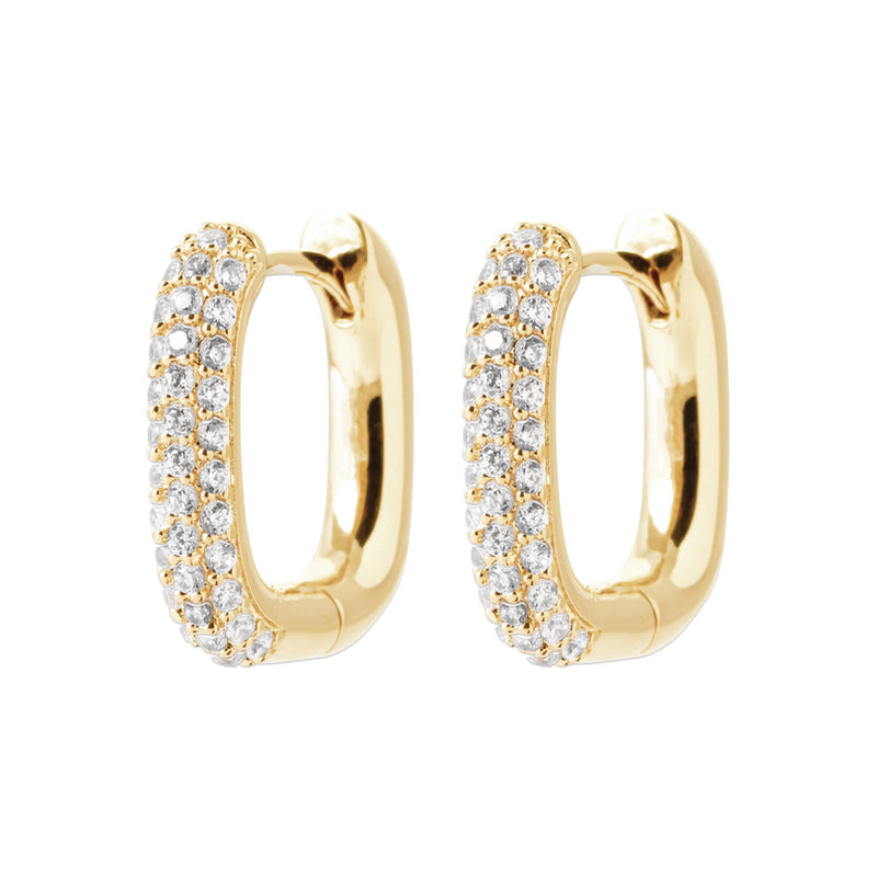 18ct Yellow Gold Plated Pave Square Hoops