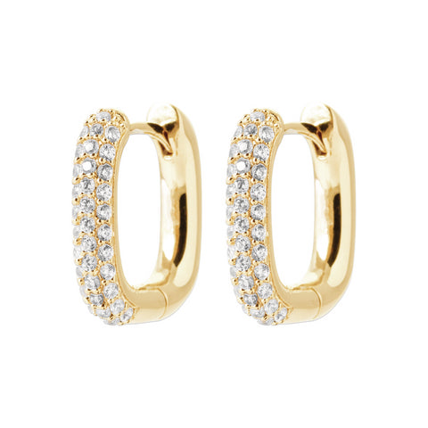 18ct Yellow Gold Plated Pave Square Hoops