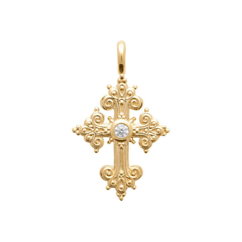 18ct Yellow Gold Plated Fancy Cross Pendant