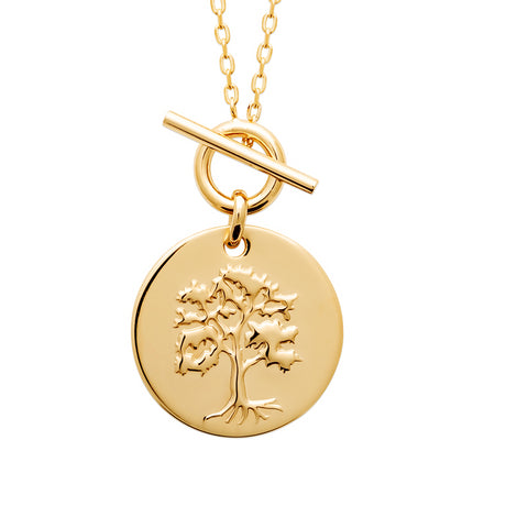 18ct Yellow Gold Plated Tree Of Life Fob Necklace
