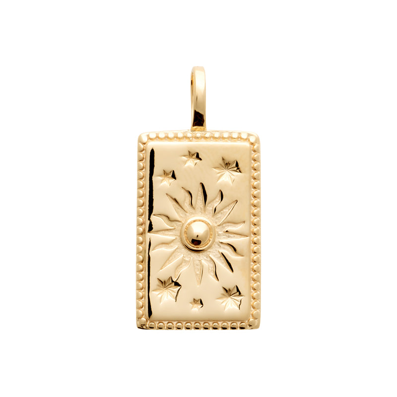 18ct Yellow Gold Plated Sun/Star Rectangle Pendant