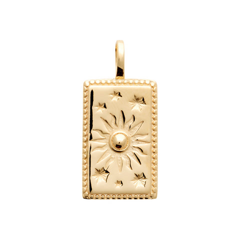 18ct Yellow Gold Plated Sun/Star Rectangle Pendant