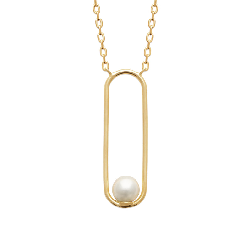 18ct Yellow Gold Plated Pearl Paperclip Necklet