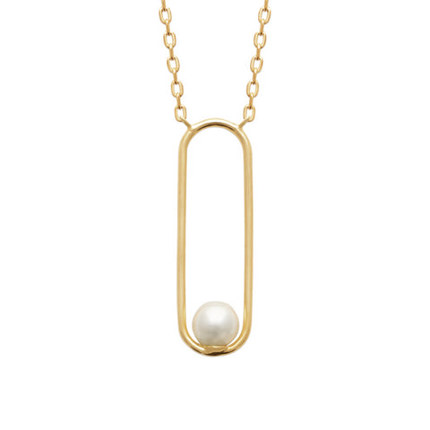 18ct Yellow Gold Plated Pearl Paperclip Necklet