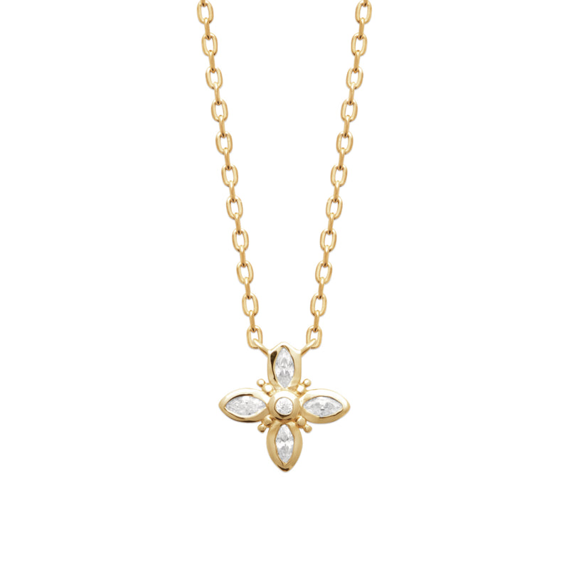 18ct Yellow Gold Plated CZ Flower Necklet