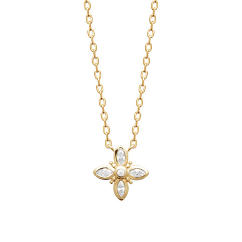 18ct Yellow Gold Plated CZ Flower Necklet