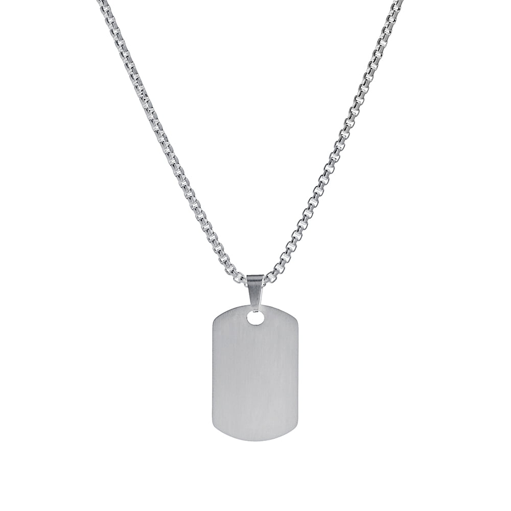 Blaze Stainless Steel Matte Dog Tag Necklace