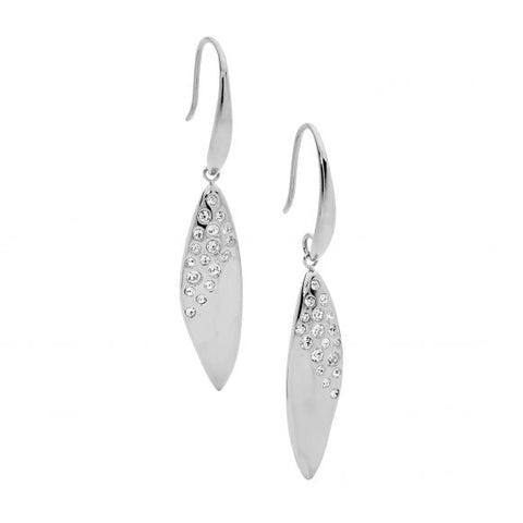 Stainless Steel Drop Earrings With Crystals
