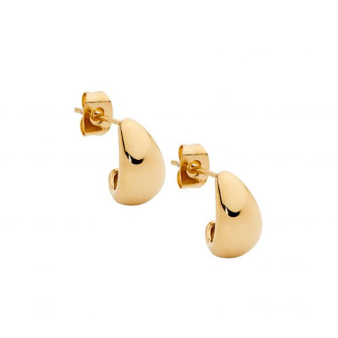 Stainless Steel Gold Plated Tear Drop Earrings