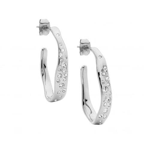 Stainless Steel Hoop Earrings With Crystals