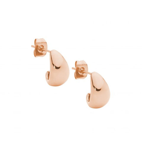 Stainless Steel Rose Gold Plated Tear Drop Earrings
