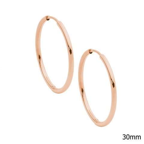 Stainless Steel Rose Gold Plated 30mmHoop Earrings
