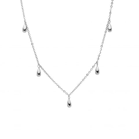 Stainless Steel Necklace With 5 Hanging Tear Drops